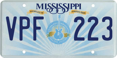 MS license plate VPF223