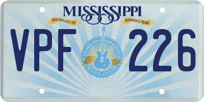 MS license plate VPF226