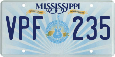 MS license plate VPF235