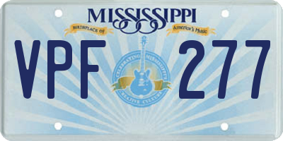 MS license plate VPF277