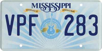 MS license plate VPF283
