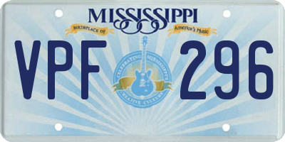 MS license plate VPF296