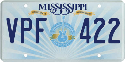 MS license plate VPF422