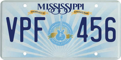 MS license plate VPF456