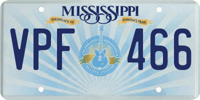 MS license plate VPF466