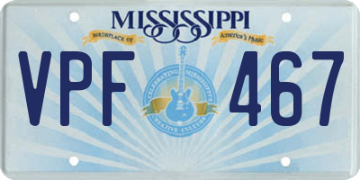 MS license plate VPF467