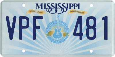 MS license plate VPF481