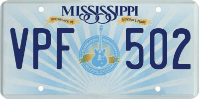 MS license plate VPF502