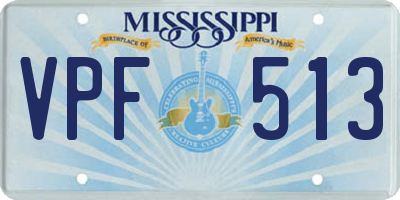 MS license plate VPF513