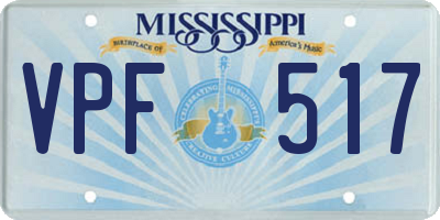 MS license plate VPF517