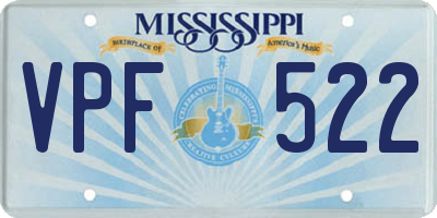 MS license plate VPF522