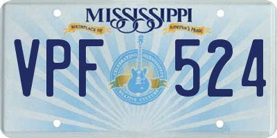 MS license plate VPF524