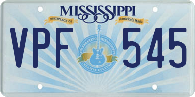 MS license plate VPF545