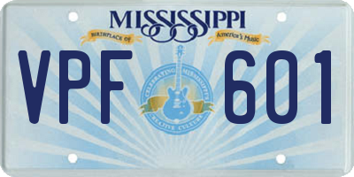 MS license plate VPF601