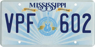 MS license plate VPF602