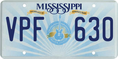 MS license plate VPF630