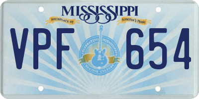 MS license plate VPF654