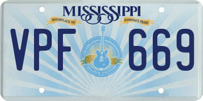 MS license plate VPF669