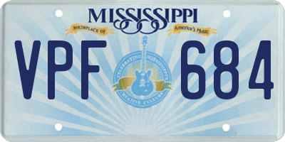 MS license plate VPF684