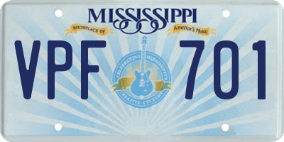 MS license plate VPF701