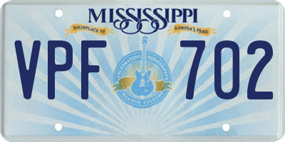 MS license plate VPF702