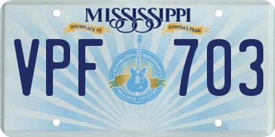 MS license plate VPF703