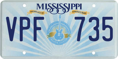 MS license plate VPF735