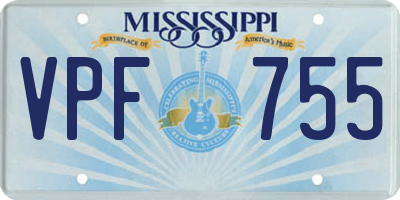 MS license plate VPF755