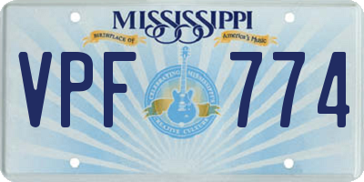 MS license plate VPF774