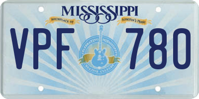MS license plate VPF780