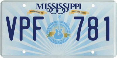 MS license plate VPF781
