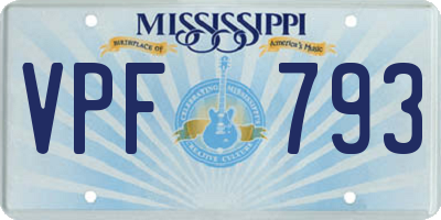 MS license plate VPF793