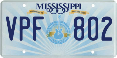MS license plate VPF802