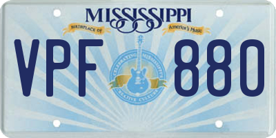 MS license plate VPF880