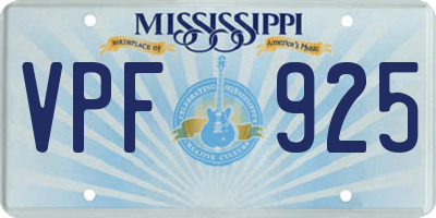 MS license plate VPF925
