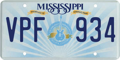 MS license plate VPF934