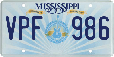 MS license plate VPF986