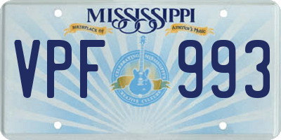 MS license plate VPF993