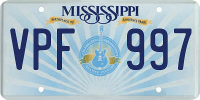 MS license plate VPF997