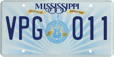 MS license plate VPG011