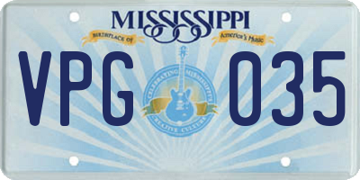 MS license plate VPG035