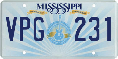 MS license plate VPG231