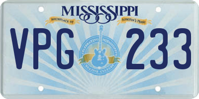 MS license plate VPG233