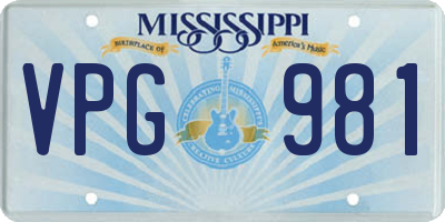 MS license plate VPG981