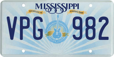 MS license plate VPG982