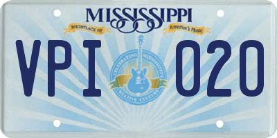 MS license plate VPI020