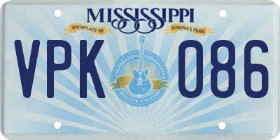 MS license plate VPK086
