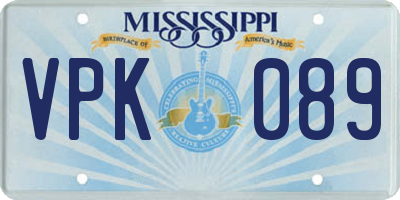 MS license plate VPK089