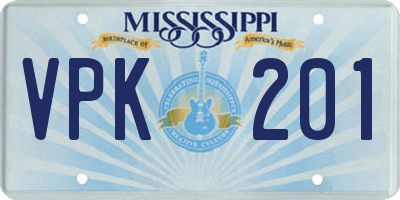MS license plate VPK201