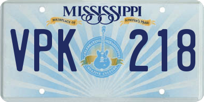 MS license plate VPK218